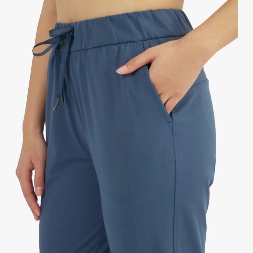 AJISAI Women's Blue Joggers Running Drawstring Pants  with Pockets| Medium
